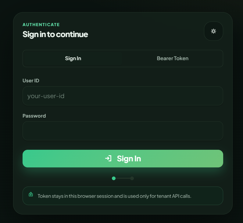 MCPNest login screen with user credential fields